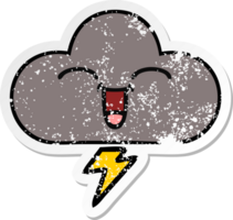 adesivo in difficoltà di una nuvola di tempesta simpatico cartone animato png