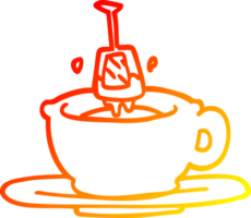 warm gradient line drawing of a cartoon cup of tea png