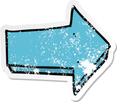 distressed sticker of a cartoon arrow png