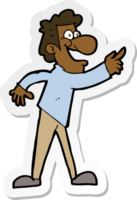 sticker of a cartoon man pointing and laughing png