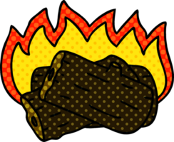 comic book style quirky cartoon burning log png