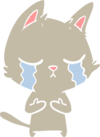 chat de dessin animé de style couleur plat qui pleure png