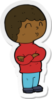 sticker of a cartoon boy with folded arms png