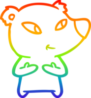 rainbow gradient line drawing of a cute cartoon bear png