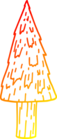 warm gradient line drawing of a cartoon christmas tree png