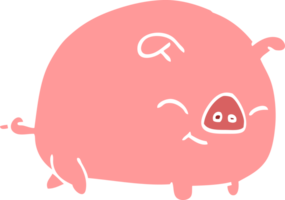 flat color illustration cartoon pig png