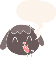 cartoon dog face with speech bubble in retro style png