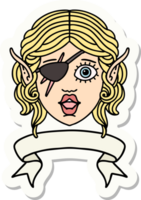 sticker of a elf rogue character face with banner png