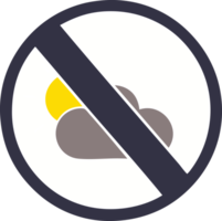 flat color retro cartoon of a weather warning sign png