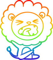 regnbåge lutning linje teckning av en tecknad serie lejon kasta raserianfall png