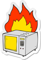 sticker of a cartoon microwave on fire png