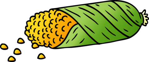 mano dibujado degradado dibujos animados garabatear de Fresco maíz en el mazorca png