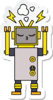 sticker of a cute cartoon malfunctioning robot png