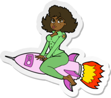 sticker of a cartoon army pin up girl riding missile png