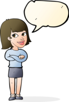 cartoon happy woman looking over with speech bubble png