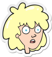 pegatina de un rostro femenino de dibujos animados png