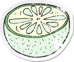 retro distressed sticker of a cartoon half melon png