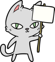 chat de dessin animé agitant le signe png