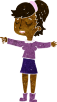 cartoon happy woman pointing png