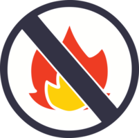 flat color retro cartoon of a no fire sign png