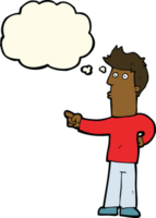 cartoon man pointing with thought bubble png