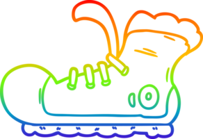 rainbow gradient line drawing of a cartoon sneaker png
