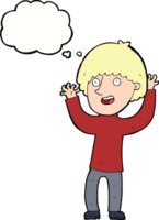 cartoon happy boy laughing with thought bubble png