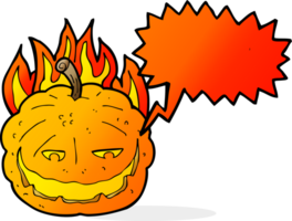 calabaza de halloween de dibujos animados con burbujas de discurso png