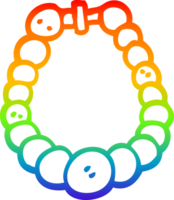 rainbow gradient line drawing of a cartoon pearl necklace png