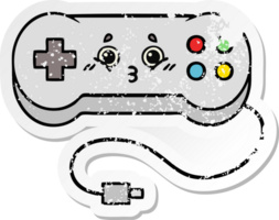 verontruste sticker van een schattige cartoon-gamecontroller png