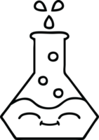 line drawing cartoon of a science beaker png