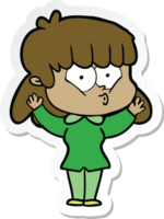 pegatina de una niña silbando de dibujos animados png