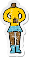 retro distressed sticker of a cartoon female body png