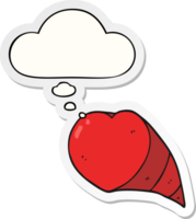 cartoon love heart symbol with thought bubble as a printed sticker png