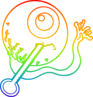 rainbow gradient line drawing of a cartoon ill eyeball png