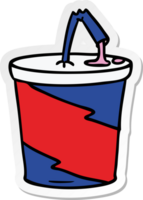 hand drawn sticker cartoon doodle of fastfood drink png