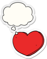 cartoon heart with thought bubble as a printed sticker png