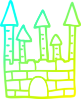 cold gradient line drawing of a cartoon traditional castle png