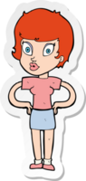 sticker of a cartoon woman with hands on hips png