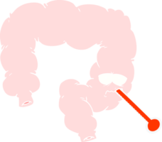 côlon malsain de dessin animé de style couleur plat png