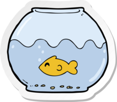 sticker of a cartoon fish in bowl png