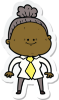 sticker van een cartoon gelukkige oude vrouw png