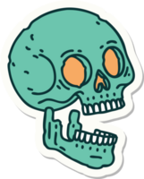 pegatina de tatuaje al estilo tradicional de una calavera png