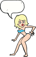 Cartoon-Frau im Bikini mit Sprechblase png