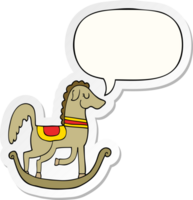 cartoon rocking horse with speech bubble sticker png