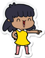 sticker of a cartoon happy girl png