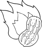 hand drawn black and white cartoon cooking peanut png