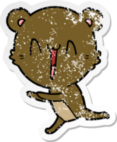 pegatina angustiada de una caricatura de oso corriendo png