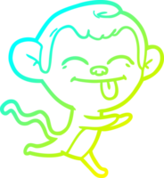 cold gradient line drawing of a funny cartoon monkey running png