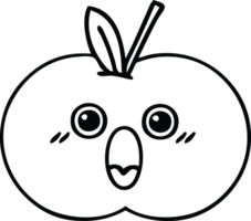 line drawing cartoon of a red apple png